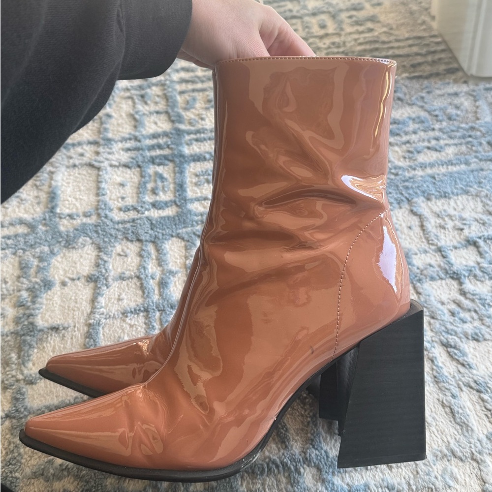 Jeffrey Campbell Nude Patent Leather Ankle Boots - Picture 2 of 6